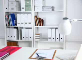 bookcase with folders in the office businessman