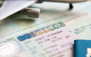 Schengen visa in the passport for a trip to Italy 