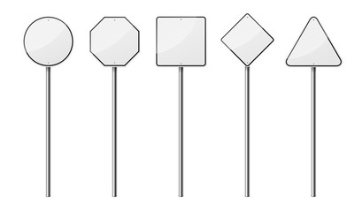 Set of blank road signs, isolated on white background. EPS10 vector illustration.