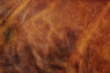 Close up natural brown leather oil abstract background texture