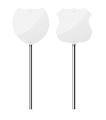 Set of 2 blank road signs, isolated on white background. EPS10 vector illustration.