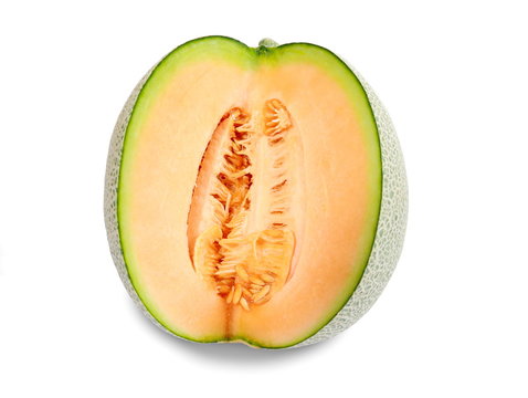 Slices orange Melon fruit isolated on the white background.