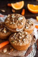 Healthy carrot muffins with walnuts
