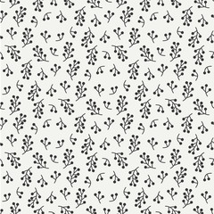 Hand drawn autumn seamless pattern made of berries. Wrapping paper. Abstract vector background. Floral illustration. Graphic style. Fall print. Doodle art elements. For printing onto fabric, paper.