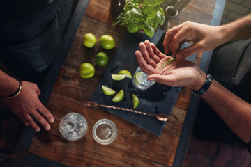 Experimenting with new recipe to make a cocktail drink