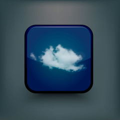 Modern realistic icon with sun and clouds.