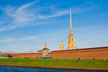 The Peter and Paul Fortress is the original citadel of St. Petersburg, Russia, founded by Peter the Great in 1703 and built to Domenico Trezzini's designs from 1706-1740.