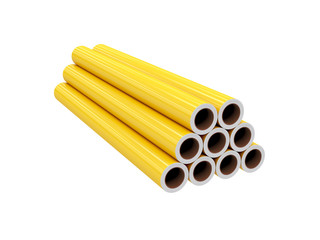 rolls PVC film, Isolated on White Background, 3D rendering
