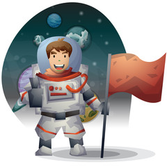 astronaut spaceman vector cartoon with separated layers for game and animation, game design asset