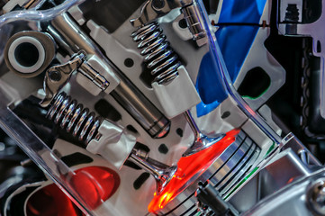 Close up shot of car engine