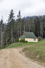 Small modern house in Carpathian mountains