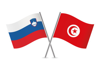 Slovenian and Tunisian flags. Vector illustration.