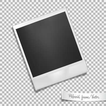 Polaroid frame on transparent background. Isolated photo template with shadow effect. Vector illustration