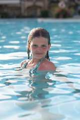 Ten years girl in pool