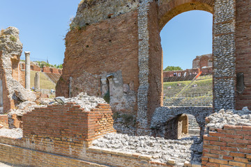 Ancient Greek theater of Taormina city at Sicily