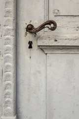 Closeup rusty doorknob
