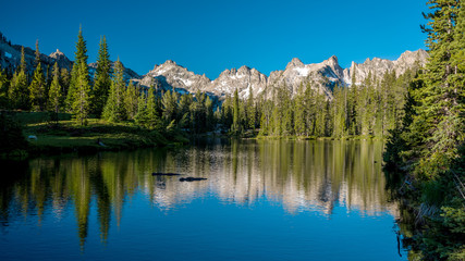 Beautiful mountain scene in Idaho with Lake Mountains and forest