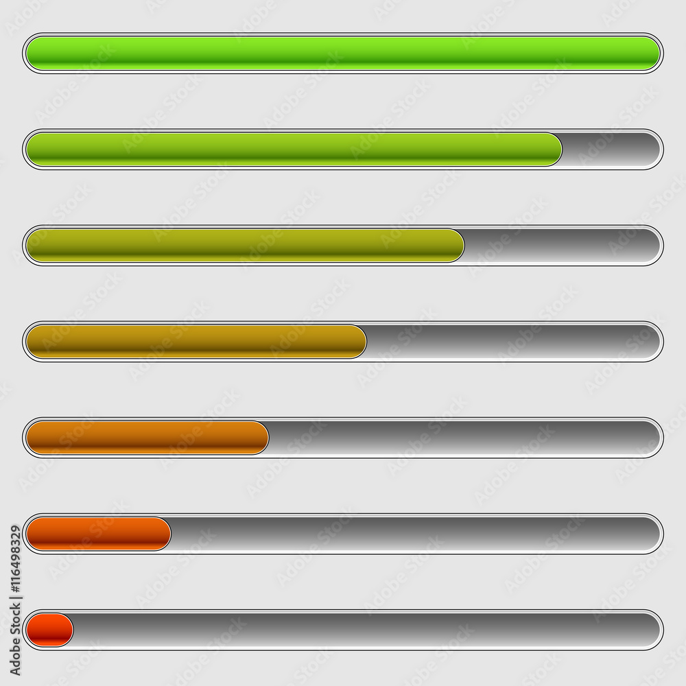 Aufkleber Horizontal progress bars. Completion, loading, phases concepts.