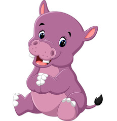 Cartoon cute baby hippo