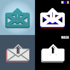 ikona retro 3D i płaska