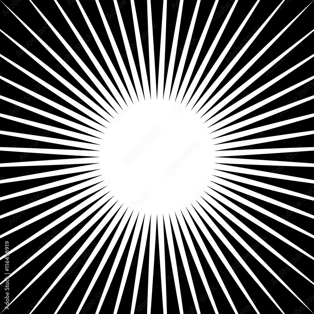 Aufkleber radiating lines starburst pattern. radial rays, beams.