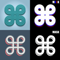 ikona retro 3D i płaska