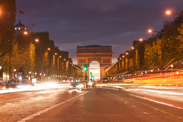 Naklejka na ściany i meble Arch of Triumph at night, Paris, France