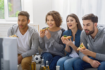 Fans of soccer watching match