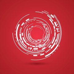 Abstract circle on red background.