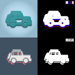 ikona retro 3D i płaska © vempireart