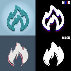 ikona retro 3D i płaska © vempireart