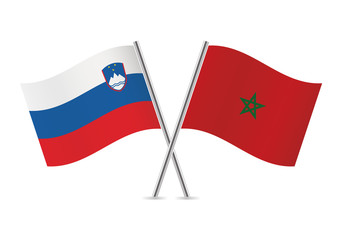 Slovenian and Moroccan flags. Vector illustration.