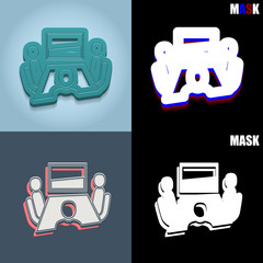 ikona retro 3D i płaska © vempireart