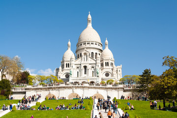 Sacre Ceure cathedral in Paris montmartre - obrazy, fototapety, plakaty