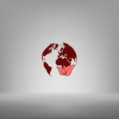 Flat paper cut style icon of eco planet