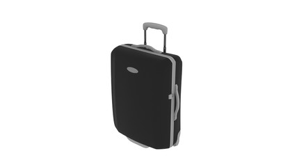 Black luggage bag isolated on white background, 3D illustration