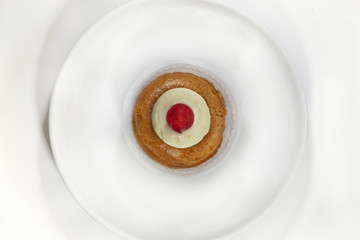 Rum cake on a plate