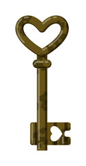 Vintage key vector isolated icon