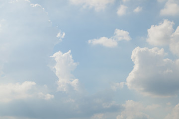 Naklejka na ściany i meble beautiful blue sky and sun light, The formation of rain clouds.