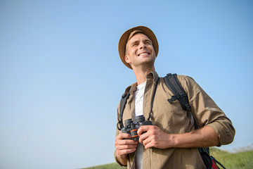 Carefree adventurer enjoying the nature