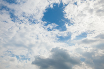Naklejka na ściany i meble beautiful blue sky and sun light, The formation of rain clouds.