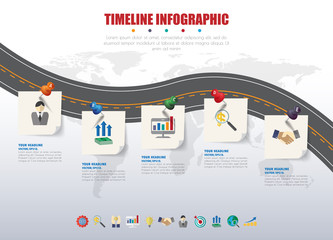 business concept timeline. Infograph template, realistic paper 5