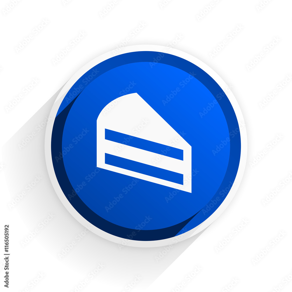 Aufkleber cake flat icon with shadow on white background, blue modern design web element