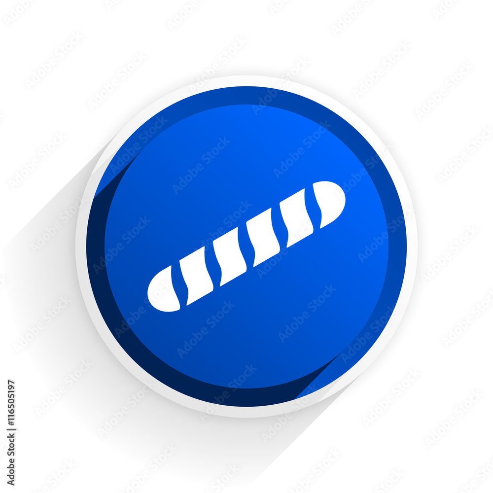 Aufkleber baguette flat icon with shadow on white background, blue modern design web element