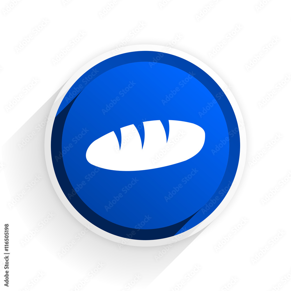 Poster bread flat icon with shadow on white background, blue modern design web element