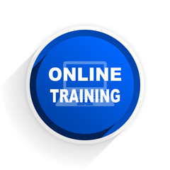 online training flat icon with shadow on white background, blue modern design web element