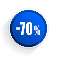 70 percent sale retail flat icon with shadow on white background, blue modern design web element