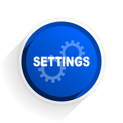 settings flat icon with shadow on white background, blue modern design web element