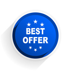 best offer flat icon with shadow on white background, blue modern design web element