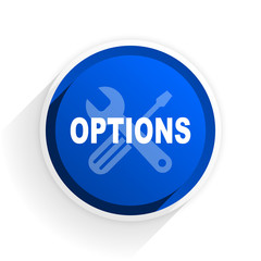 options flat icon with shadow on white background, blue modern design web element